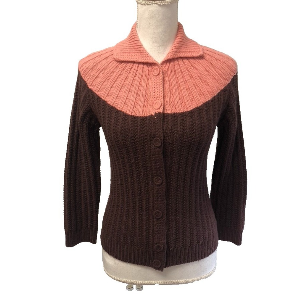 Sleeping On Snow Cardigan Sweater‎ Jumper Womens Small Pink Brown Boho